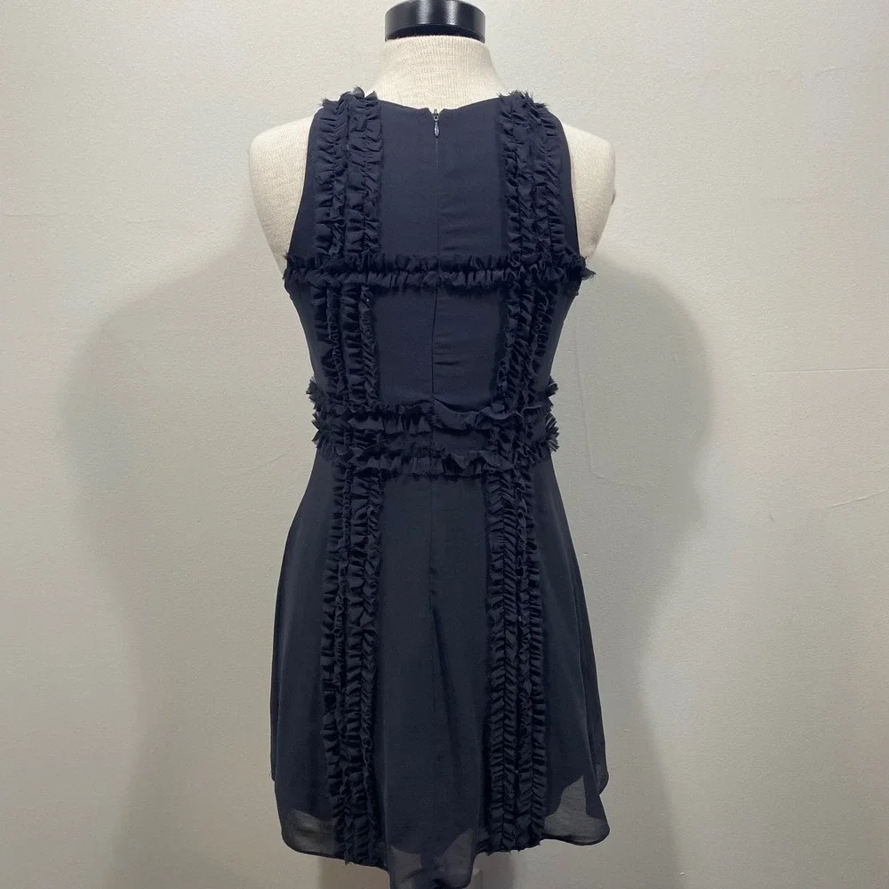 Akira Black Label Blue Ruffle Pleated Sleeveless Mini Cocktail Dress Women's Med